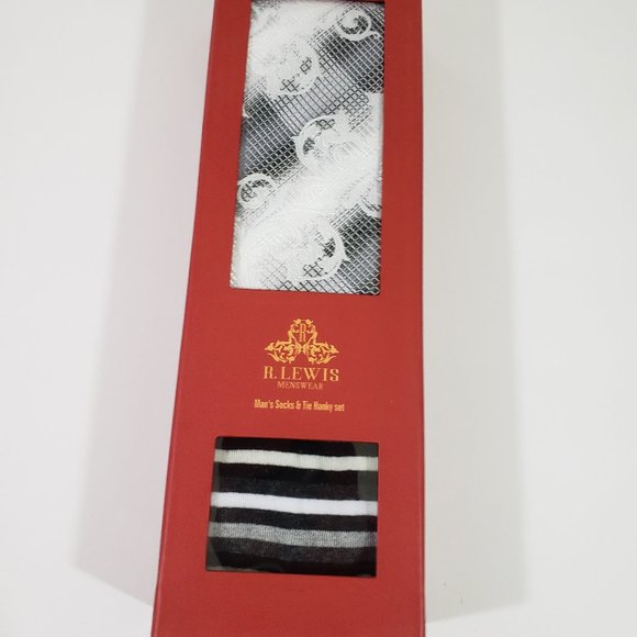 Necktie Hanky Socks Box Set by R Lewis RG05 Silver - Picture 6 of 7